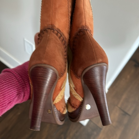 Vintage Vince Camuto Mid Calf Suede Patch Boots - Picture 9 of 16